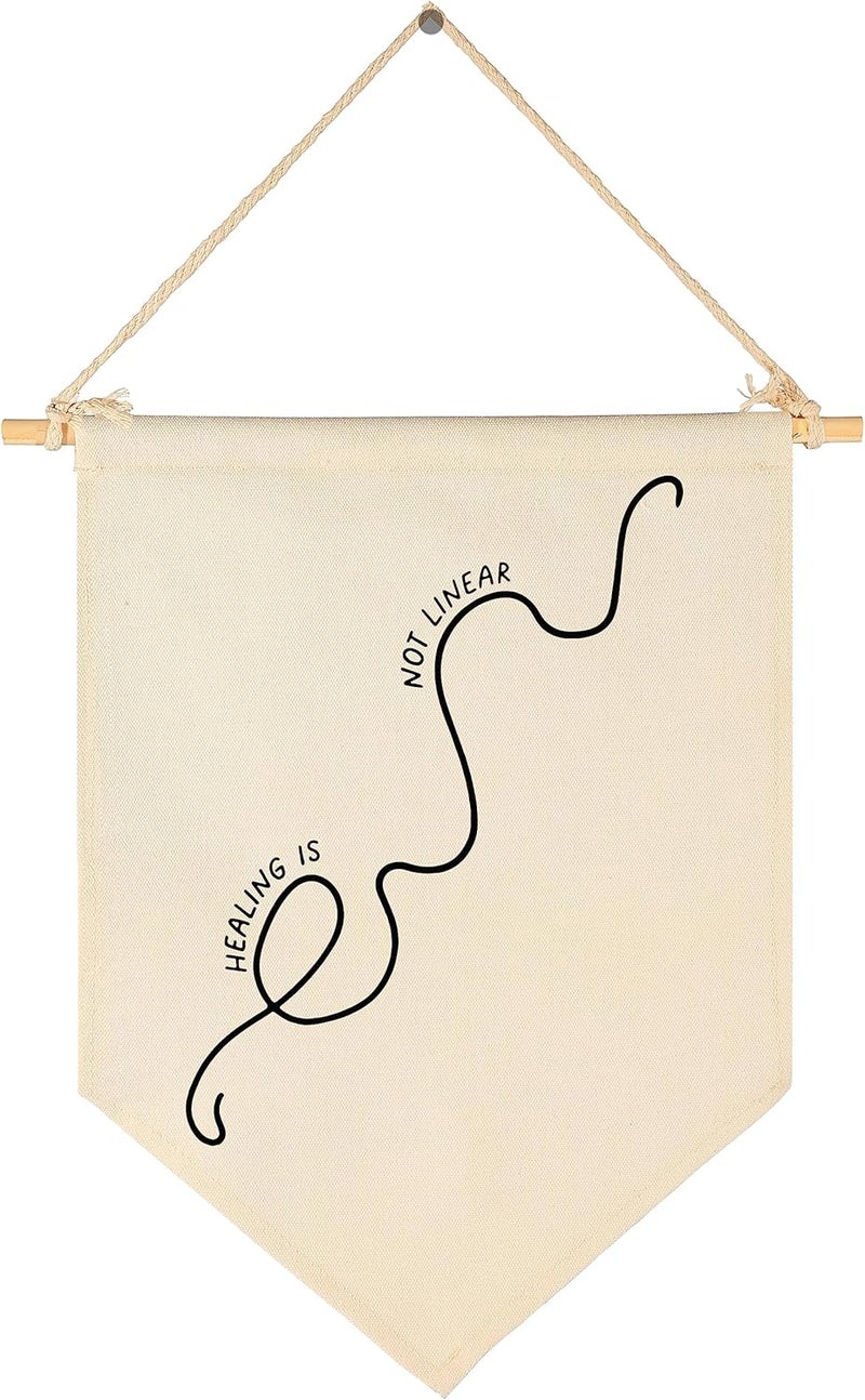 Sioial Therapist Psych Office Signs-Therapy Wall Art-School Psychologist Decor-Health Door Gifts-Classroom Growth Mindset Mental Health Banner-School Counselor Wall Art-Flag Decoration-Healing is Not Linear - Image 1
